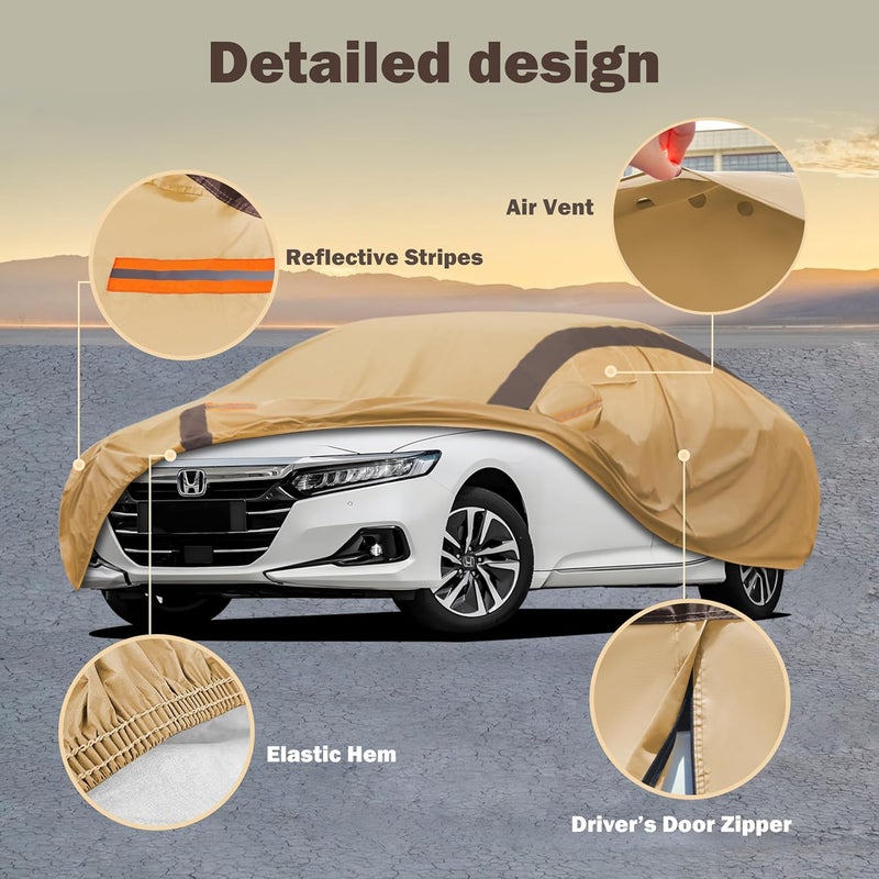 FSGRICH Accord Car Cover Waterproof All Weather Compatible with Accord Sedan/Coupe (2001-2024), Outdoor Anti-UV Sun Rain Protection Full Exterior Cover - Image 2